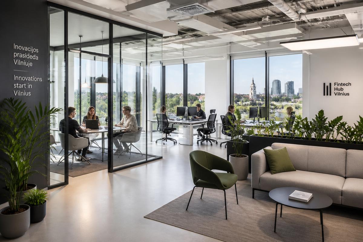 Modern innovation hub interior in Vilnius
